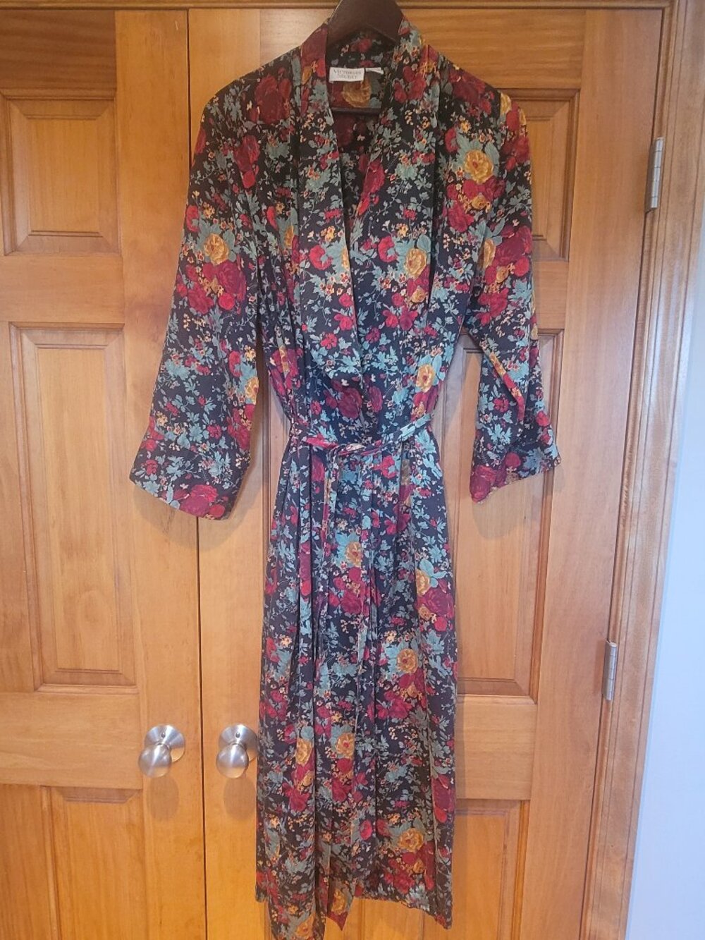 Vintage Gold Label Victoria's Secret Floral Kimono Robe 100% Silk Moody Korea Sm